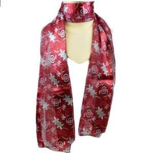   Tropical Flower Red Gray Silky Scarf Wrap Shall