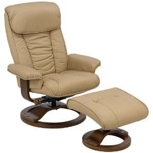 Mac Motion Cobblestone Leather Recliner and Ottoman