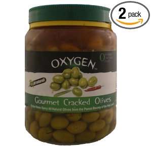 Oxygen Gourmet Cracked Olives, 800 Grams (Pack of 2)  