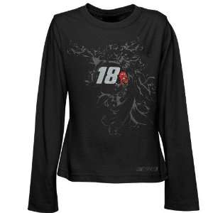  #18 Kyle Busch Youth Girls Black Shadowed Long Sleeve T 