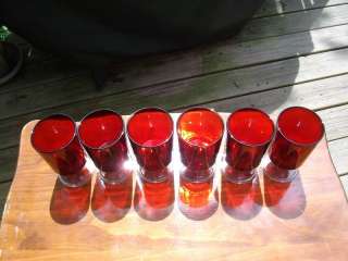 RETRO LUMINARC dARQUES FRANCE RED RUBY GLASSES~1970s  