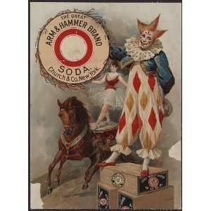  Arm & Hammer brand soda,Advertisement,c1900,clown