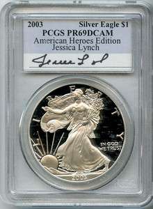 2003 W $1 Silver American Eagle PR69DCAM PCGS Certified Jessica Lynch 