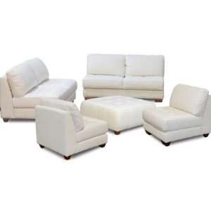 ZENSLCCOW Zen Armless All Leather Tufted Seat Sofa 4 Piece 