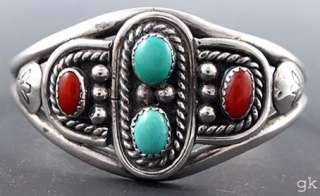 Mary Lew Native American Navajo Sterling Cuff Bracelet  