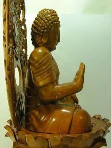 LARGE Japanese Budda butsudan AMIDA NYORAI Wood Statue  