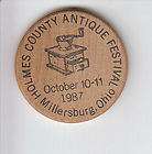 Holmes County Ohio OH Antique Festival Wooden Nickel 87 Celebration 