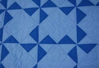30s AUTHENTIC AMISH Blue Pinwheels Antique Quilt ~WOW  