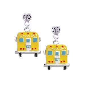  Back of School Bus Mini Heart Charm Earrings: Arts, Crafts 