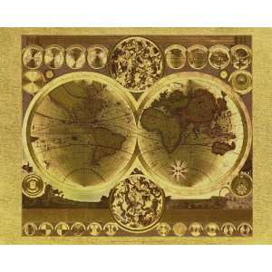  Antique Map of the World reproduction. Poster Print 16 x 