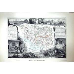  French Antique Map C1845 Du Morbihan France Vannes Elven 