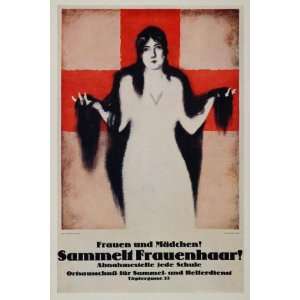  1920 WWI Wohlfeld Women Hair German War Mini Poster 