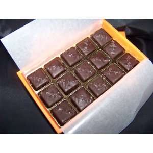 Dark Sea Salt Caramels in a 15 Piece Orange Gift Box  
