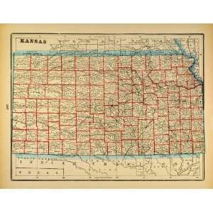 Map Kansas State Counties Cities Towns Indian Territory United States 
