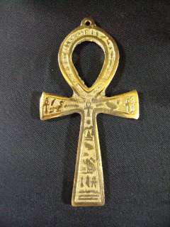 egyptian ankh brass 3 engraved hieroglyphic pendant  