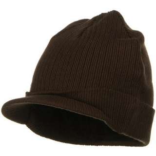  Big Knit Ribbed Beanie with Visor   Brown W07S44D 
