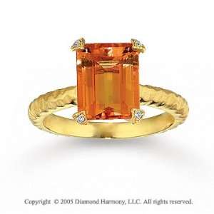    14k Yellow Gold Diamond Baguette Citrine Statement Ring: Jewelry