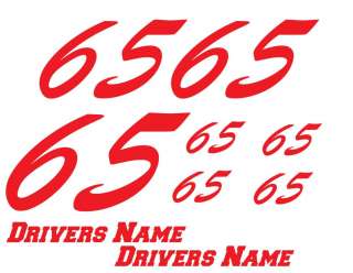 Stock Car Race Car Number Vinyl Decal Set 651  