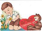 Vintage Valentine Card Boy & Squirrel Unus