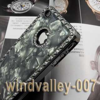 Black Luxury Bling GEM Crystal Marble Pattern Case Cover for iPhone 4 
