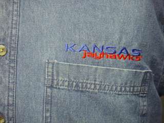 Univ of Kansas Jayhawks NCAA Denim LS Button Up Shirt L  