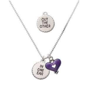 In One Ear & Out the Other Circle and Translucent Purple Heart Charm 