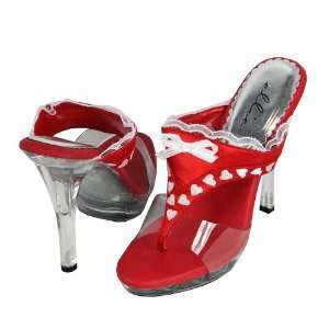  Womens Red and White Sexy Thong High Heel Shoes with Lace 