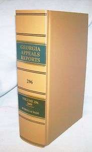 GEORGIA APPEALS REPORTS 2009 Volume 296 Hardcover *NEW*  
