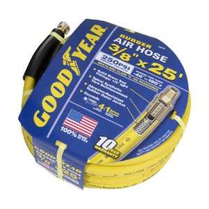   250 PSI Rubber Air Hose With 1/4 Inch MNPT Ends and Bend Restrictors