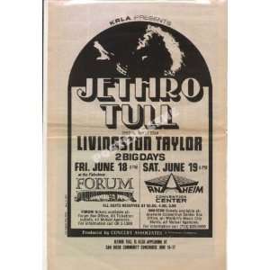  Jethro Tull Anaheim 1971 Original Concert Ad Poster: Home 