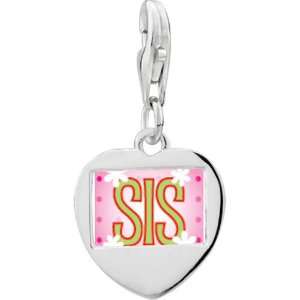   Silver Short For Sister Photo Heart Frame Charm: Pugster: Jewelry