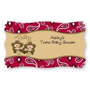  Twin Little Cowboys   Set of 8 Personalized Baby Shower Name 