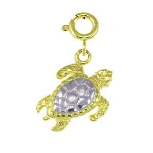  14kt Two Tone Gold Turtle Pendant: Jewelry