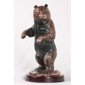  12.5 inch Copper Bear Reared Up Ready To Attack Decorative 