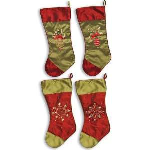  Red & Gold Embroidered Stockings: Home & Kitchen