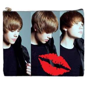   Kiss Justin Bieber Collectible Photo Cosmetic Bag Extra Large Beauty