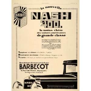  1929 Ad French Nash 400 Cars Automobiles Barbecot Paris 
