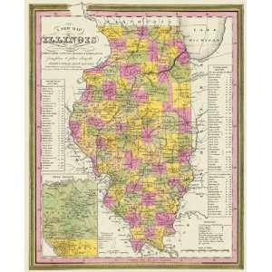  STATE OF ILLINOIS (IL) BY AUGUSTUS MITHCELL MAP 1846