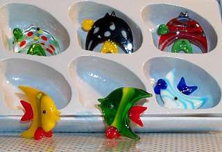 Fish ArtGlass 1 MINI figurines Reef Angel Fish assorted colors 6 pc 