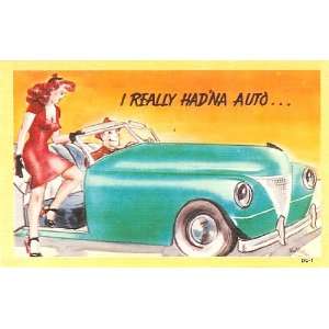  12 Vintage Linen AUTOMOBILE CAR PINUP GIRL Postcards 1940s 