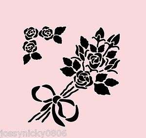 ROSE STENCIL ROSES BOUQUET RIBBON STENCILS TEMPLATE FLOWER NEW 7 X 5 
