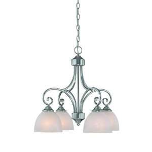 Raleigh Collection 4 Light 22 Satin Nickel Down Chandelier with Faux 