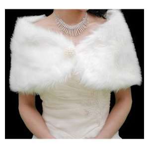    New Ivory Faux Fur Wedding Bridal Shawl Wrap Stole: Toys & Games