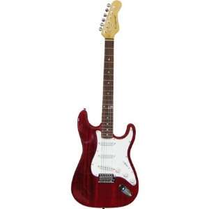 39 Inch Transparent Red Electric Guitar With Strap, Music 