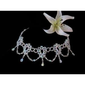  Bridal Wedding Victorian Crystal Lace Crystal Necklace 