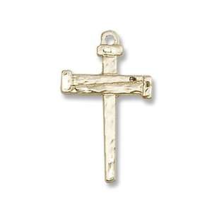  14K Gold Nail Cross Medal Nail Cross Crucifix Jesus Christ 