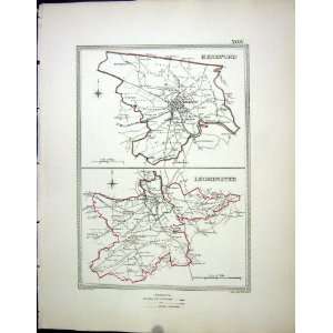   Antique Map C1850 Plan Hereford Leominster England