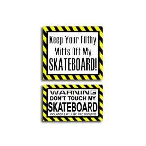    Hands Mitts Off SKATEBOARD   Funny Decal Sticker Set: Automotive