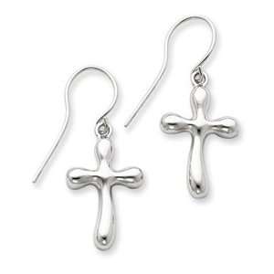    Sterling Silver Billow Cross Earrings with Shepherd Hook: Jewelry