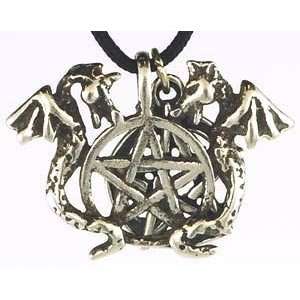  Twin Dragons Pentagram Amulet Pentacle Necklace Pendant 